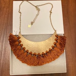 Boho Statement Necklace with Burnt Orange Fringe